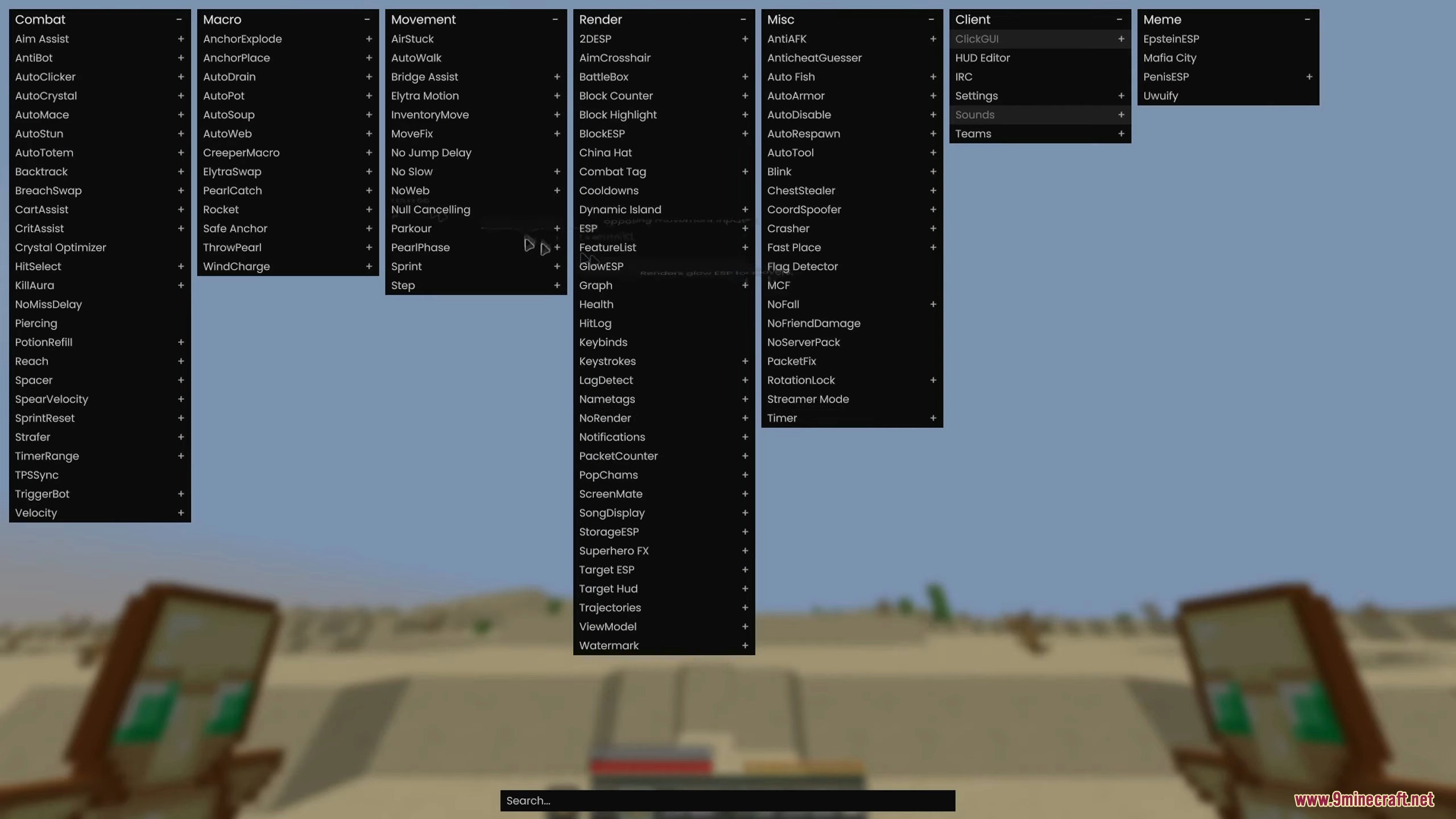 Navigating the Epitaph client's render cheat options