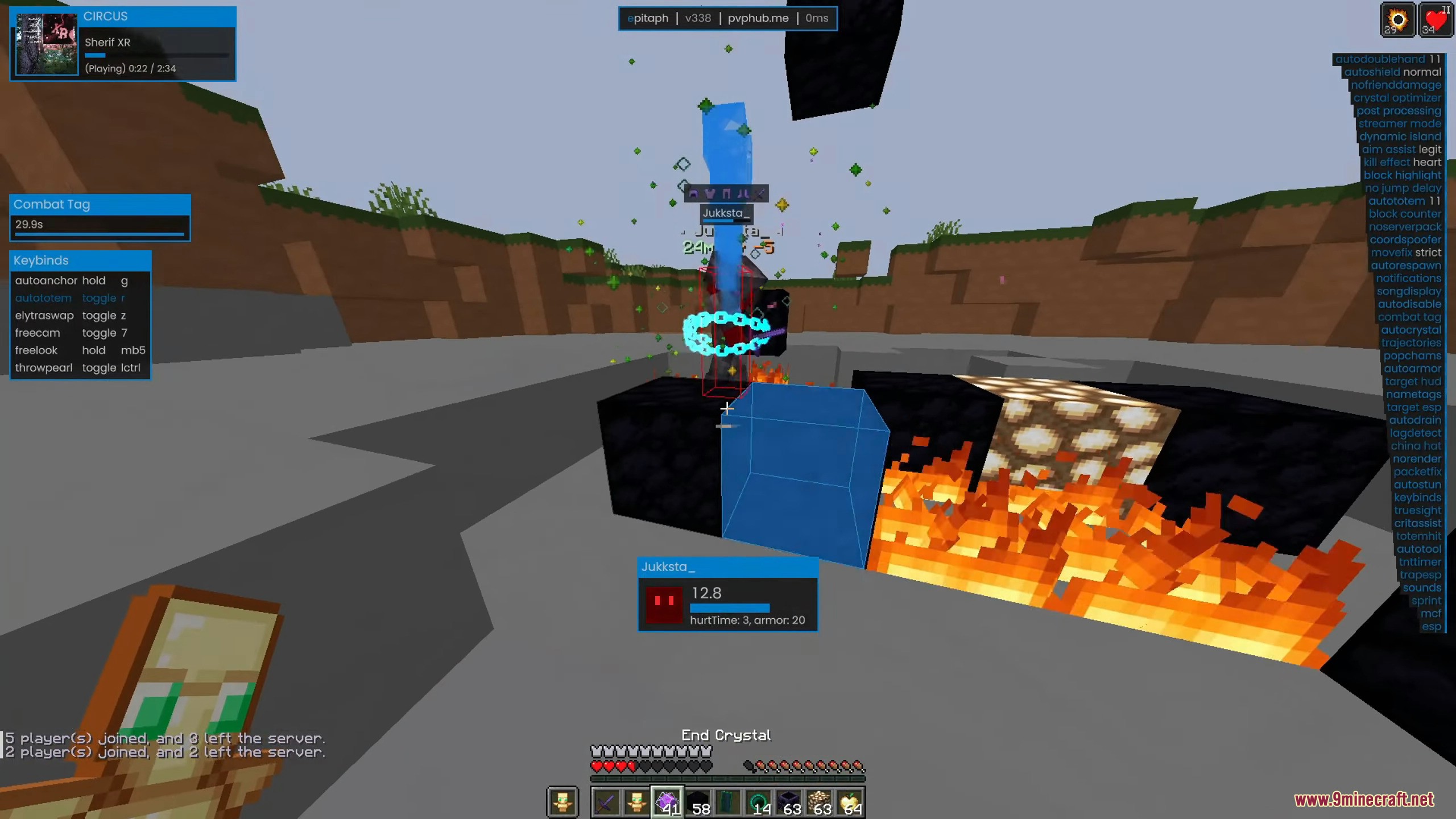 Player engaging in automated Crystal PvP combat