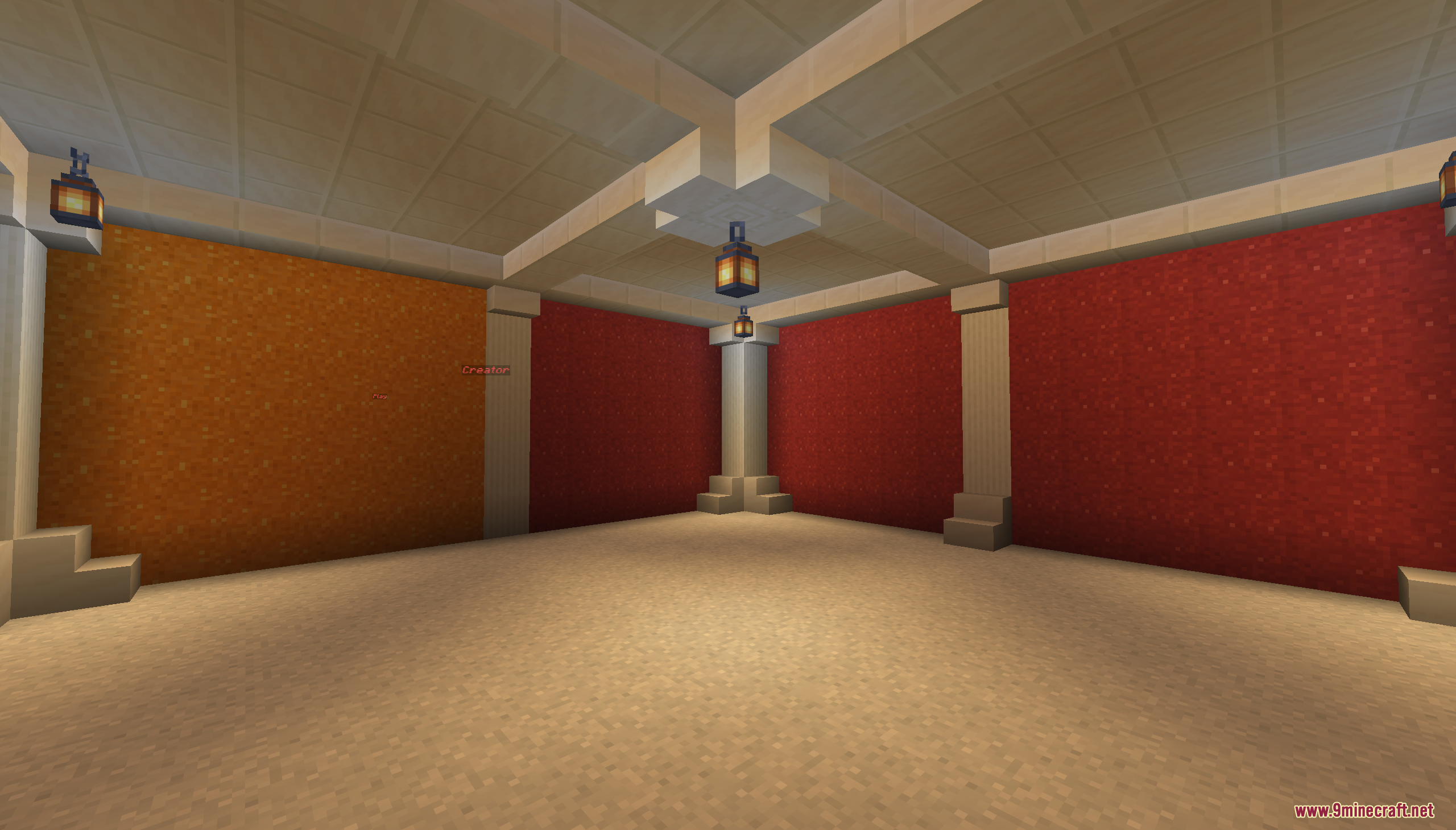Escape from Prison Color Map Screenshot 7 Brightly colored room corner with orange and red walls and hanging lanterns