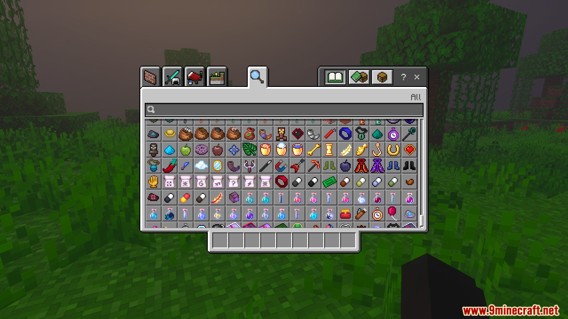 Euforias Items Addon Screenshot 2 Creative inventory showing many new custom items added by the addon