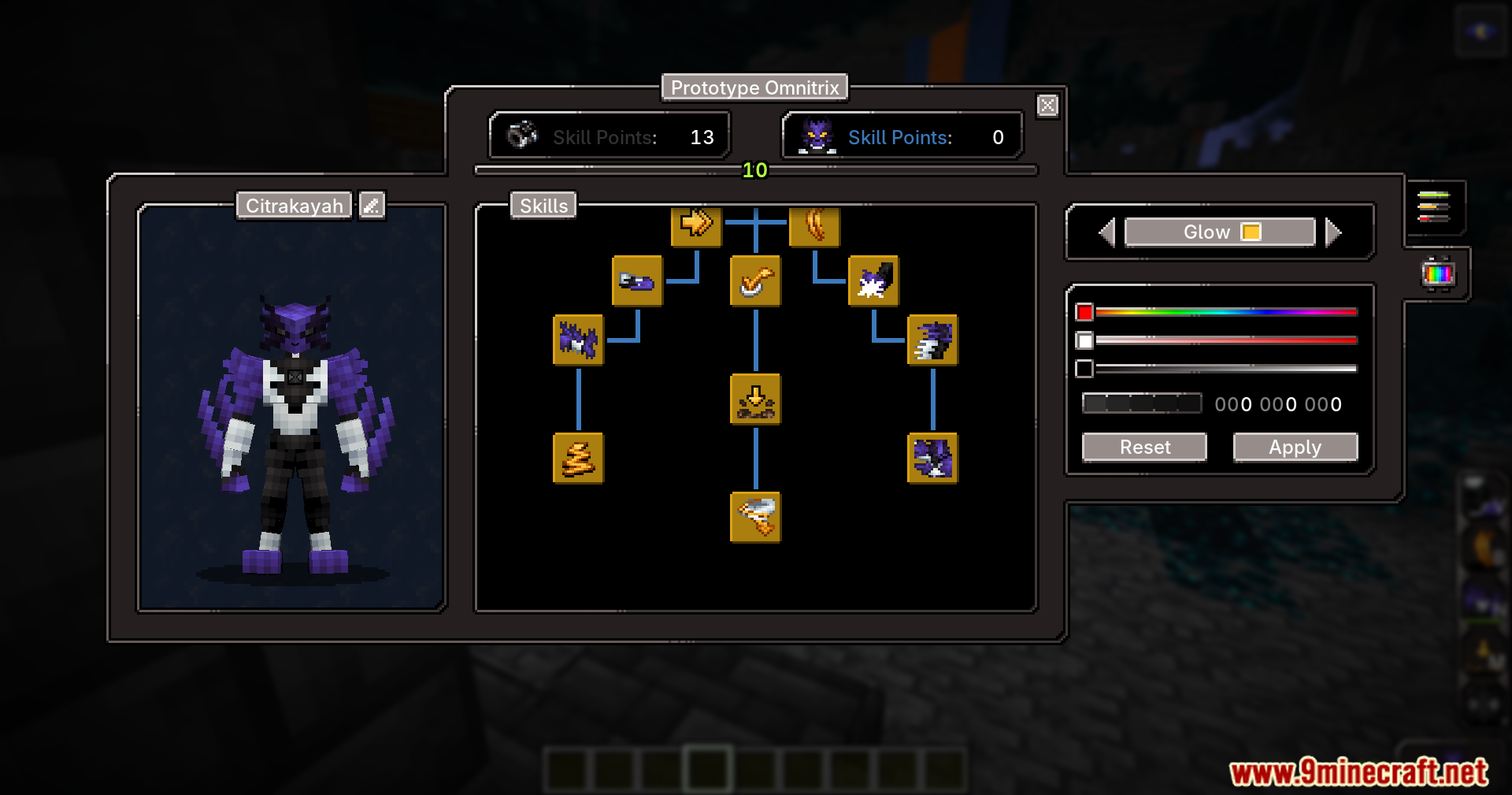 Evo Amped Up Mod Screenshot 5 A skill tree interface for the Citrakayah alien transformation