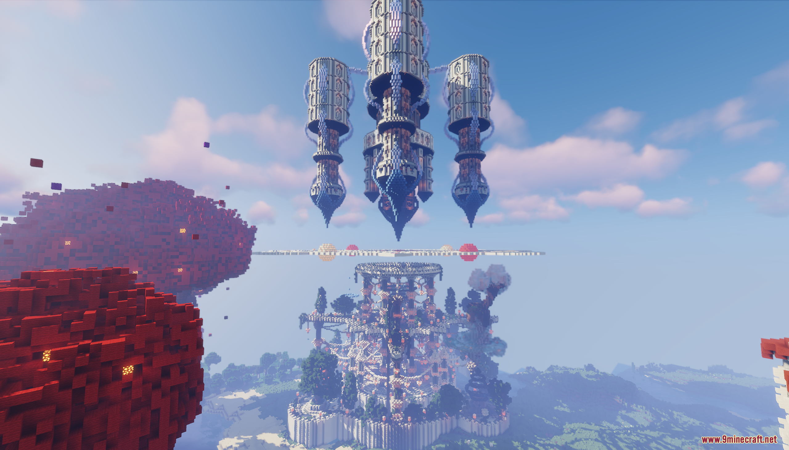 Fantasy Magic Castle Map Screenshot 2 Tall flying towers suspended over a large fantasy castle structure