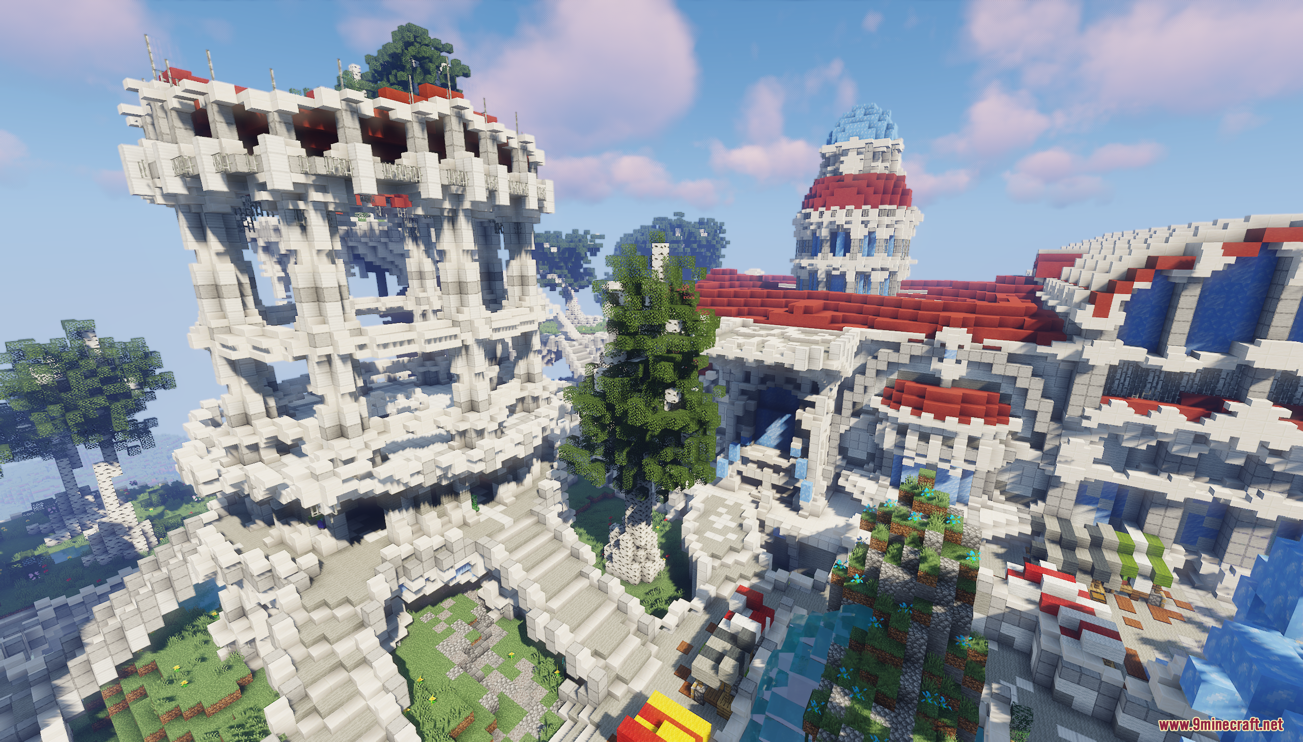Fantasy Magic Castle Map Screenshot 4 Detailed white quartz building with tall pillars and stairs in a fantasy city