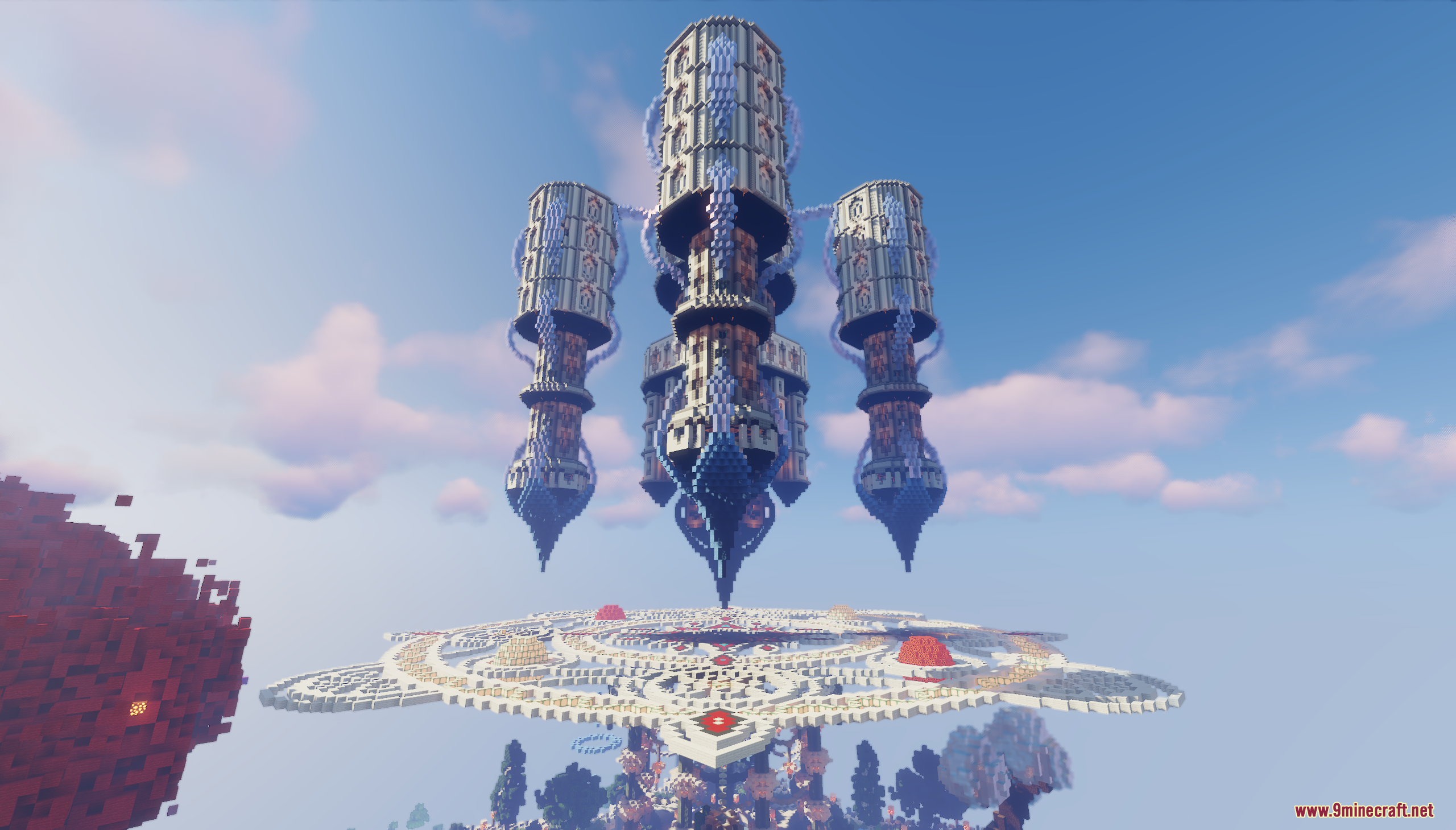 Fantasy Magic Castle Map Screenshot 7 Giant floating quartz towers hovering above a large decorated platform in the sky