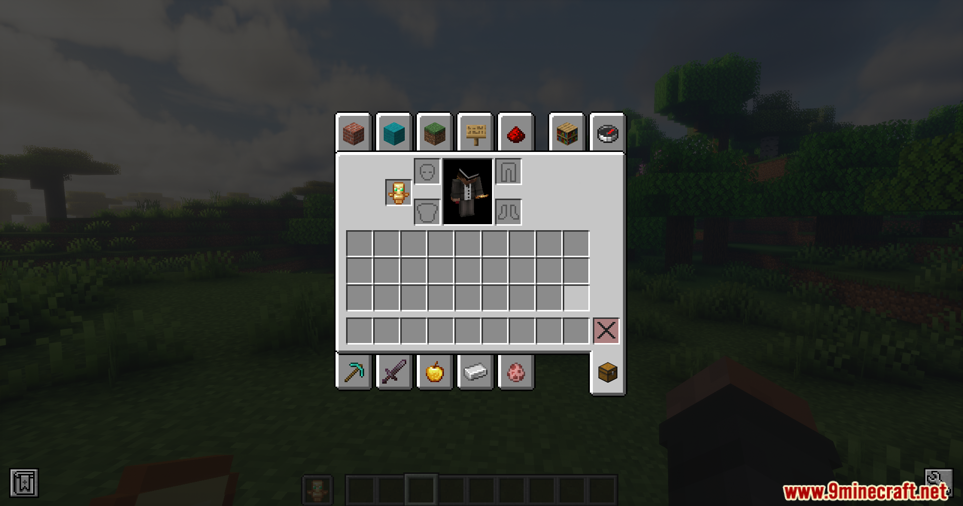 Player inventory displaying a Totem of Undying equipped in the offhand slot
