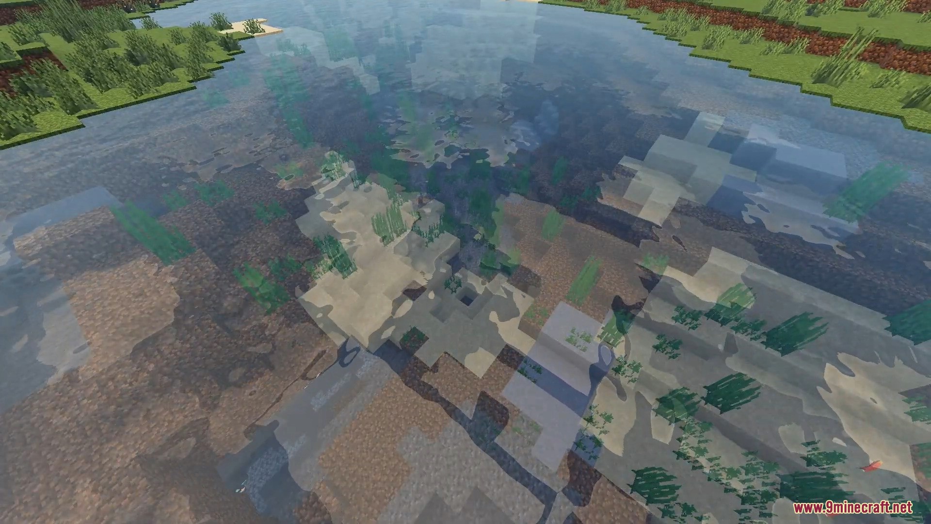 FirmamentCraft 5.0 Shader Screenshot 3 Clear water reflecting the sky and showing underwater terrain in Minecraft