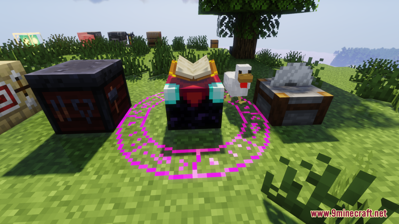 Fishy's Enchantment Table Resource Pack Screenshot 4 An enchantment table surrounded by a glowing purple magic circle
