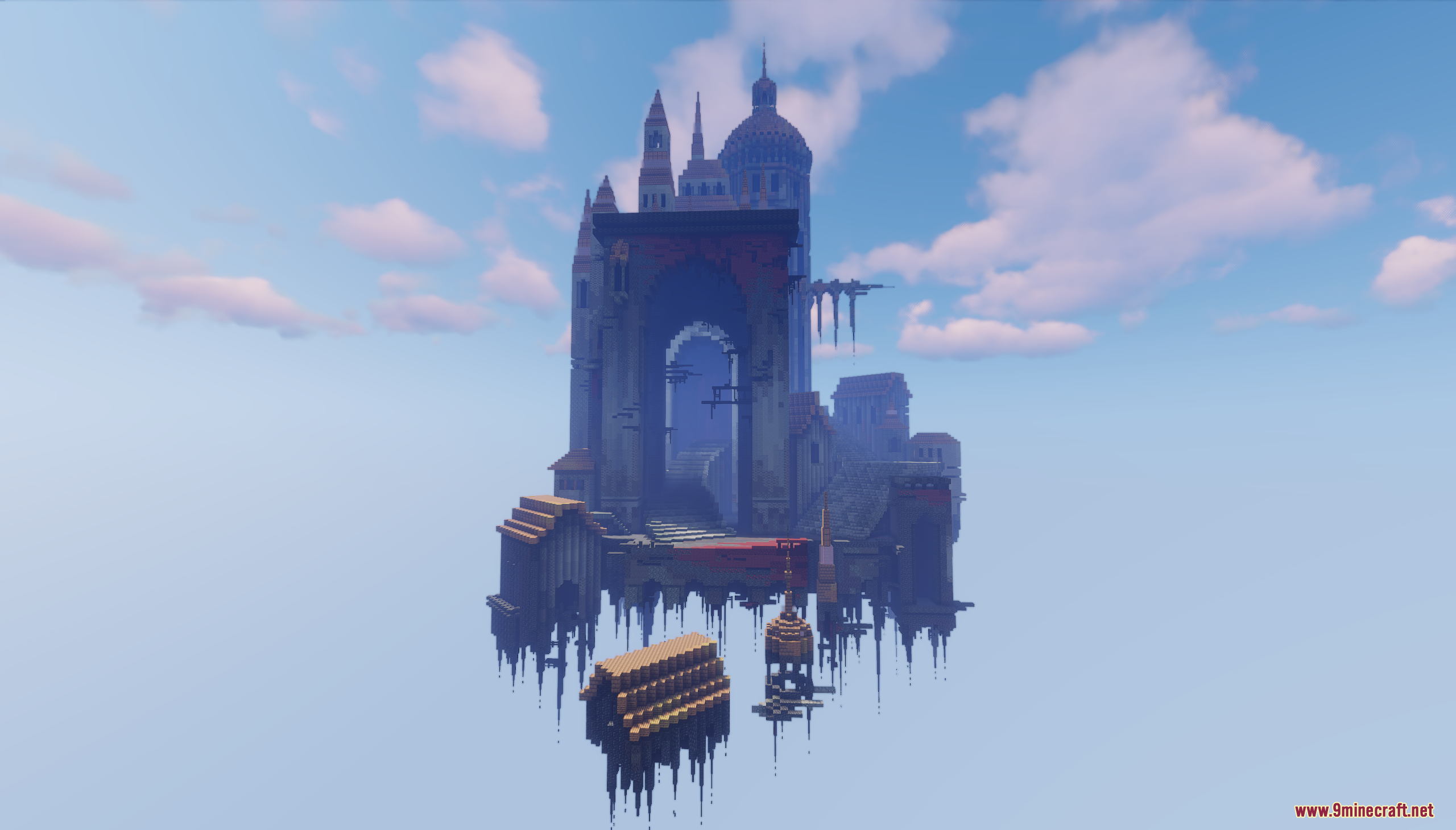 Floating Citadel Map Screenshot 1 Large floating citadel structure suspended high in the sky with tall towers