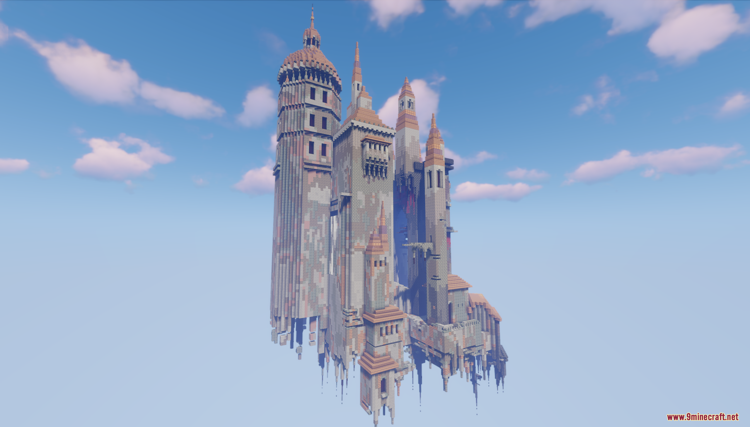 Floating Citadel Map Screenshot 3 A massive floating citadel with multiple tall towers in the sky