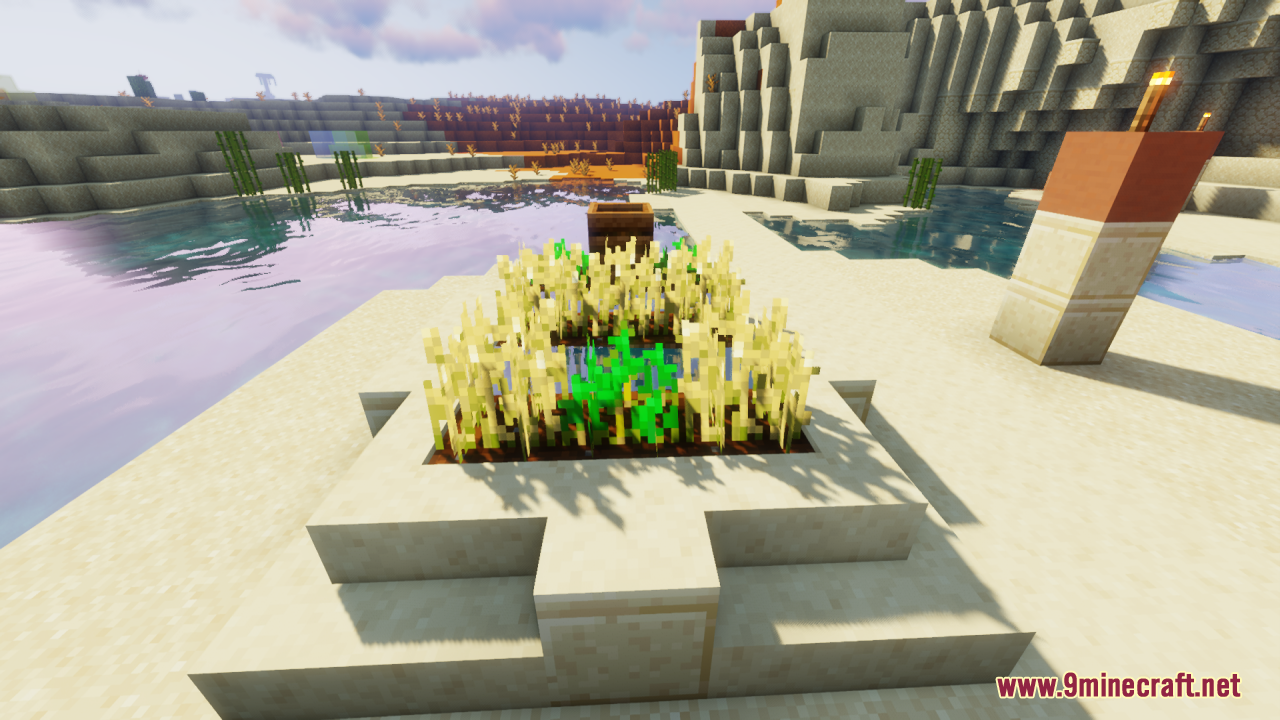 Flowering Crops Growth Marker Resource Pack Screenshot 2 Square farm plot with fully grown flowering wheat and green crops inside