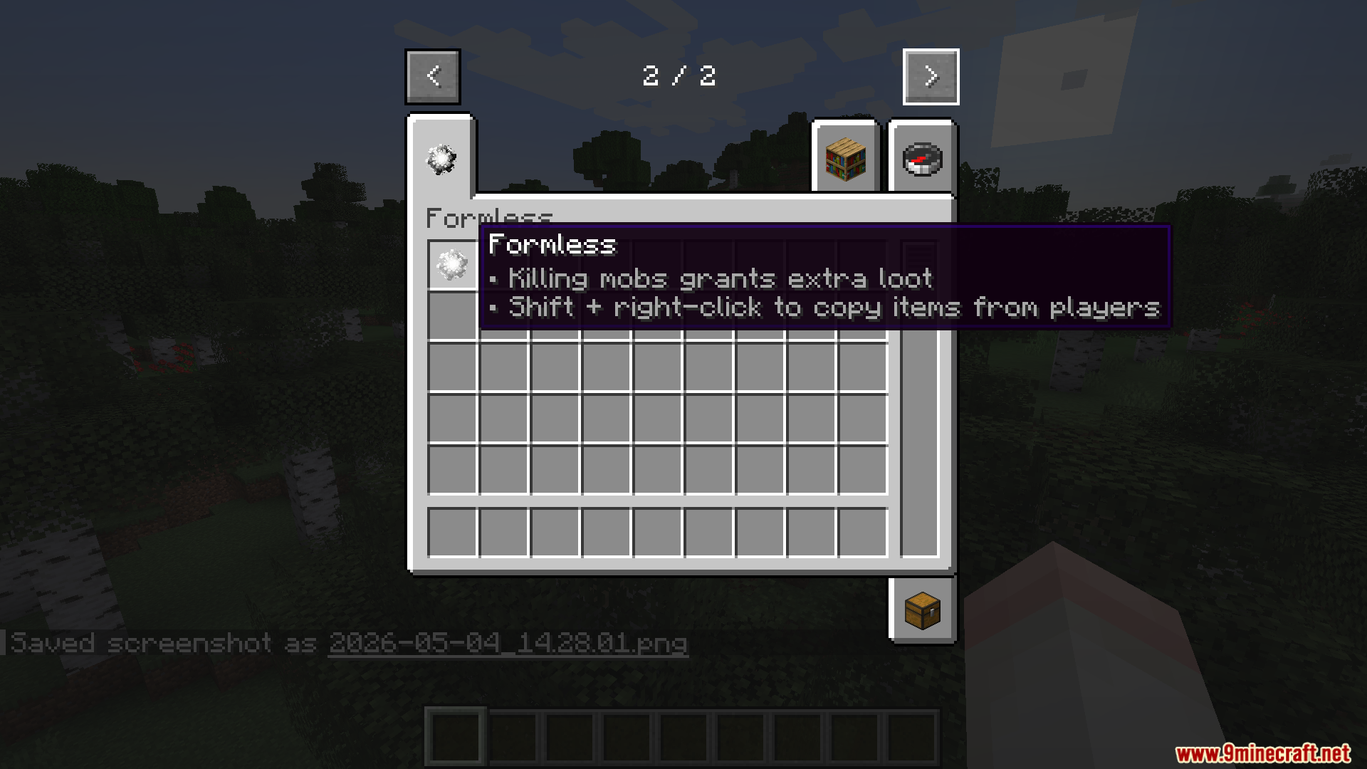 Tooltip explaining the accessory's loot and copy abilities