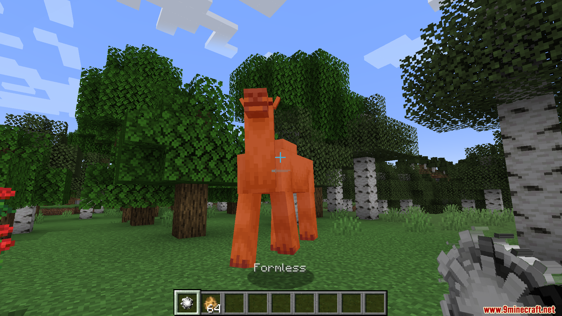 A player transformed into an orange Formless creature