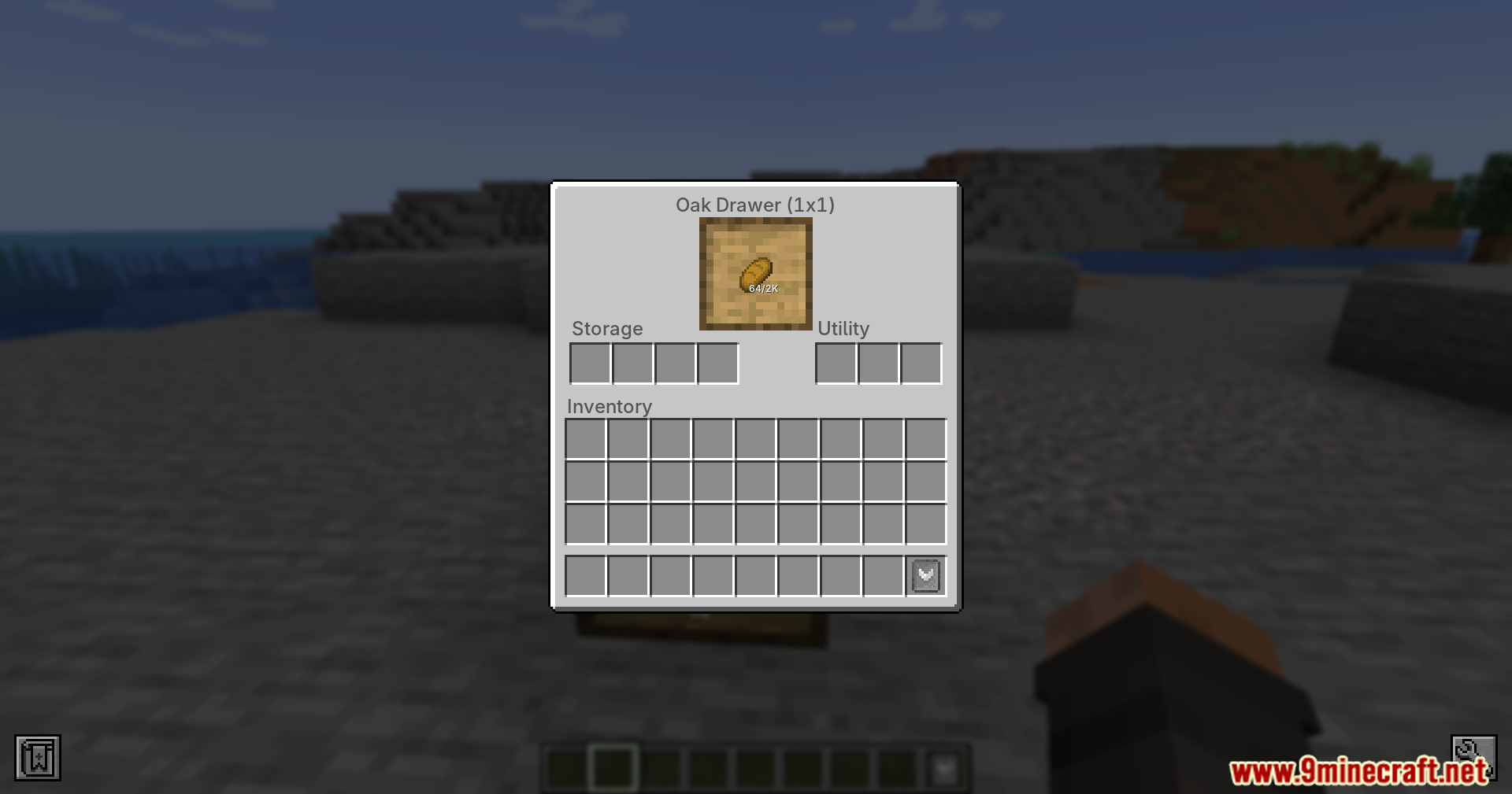 Functional Storage Downgrade Fix Mod Screenshot 2 Oak drawer interface displaying a single item with storage slots