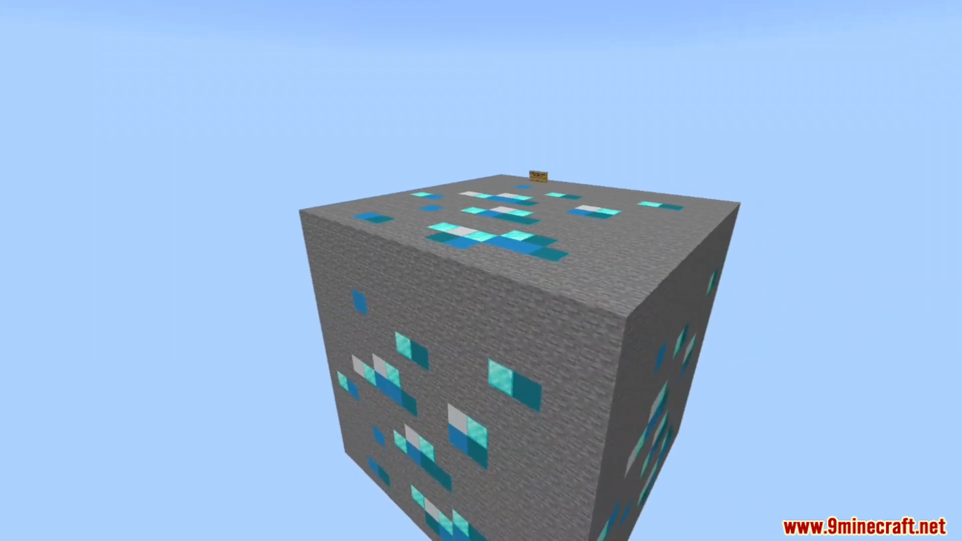 Giant One Block Map Screenshot 3 A huge floating cube of stone and diamond ore appears