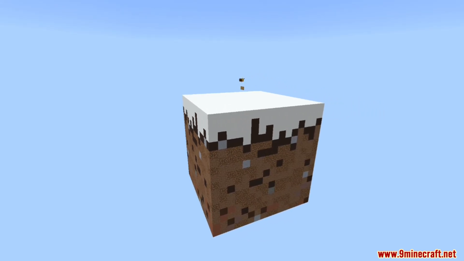Giant One Block Map Screenshot 7 A massive floating grass block with snow in the sky