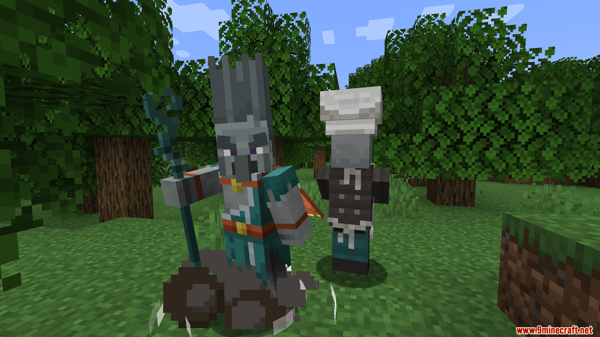 A Wind Caller and Vindicator Chef in a forest