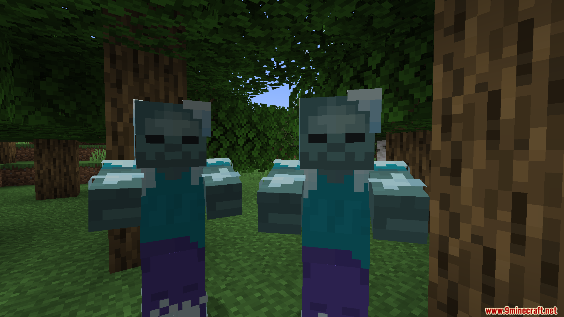A close-up view of two Frozen Zombie mobs