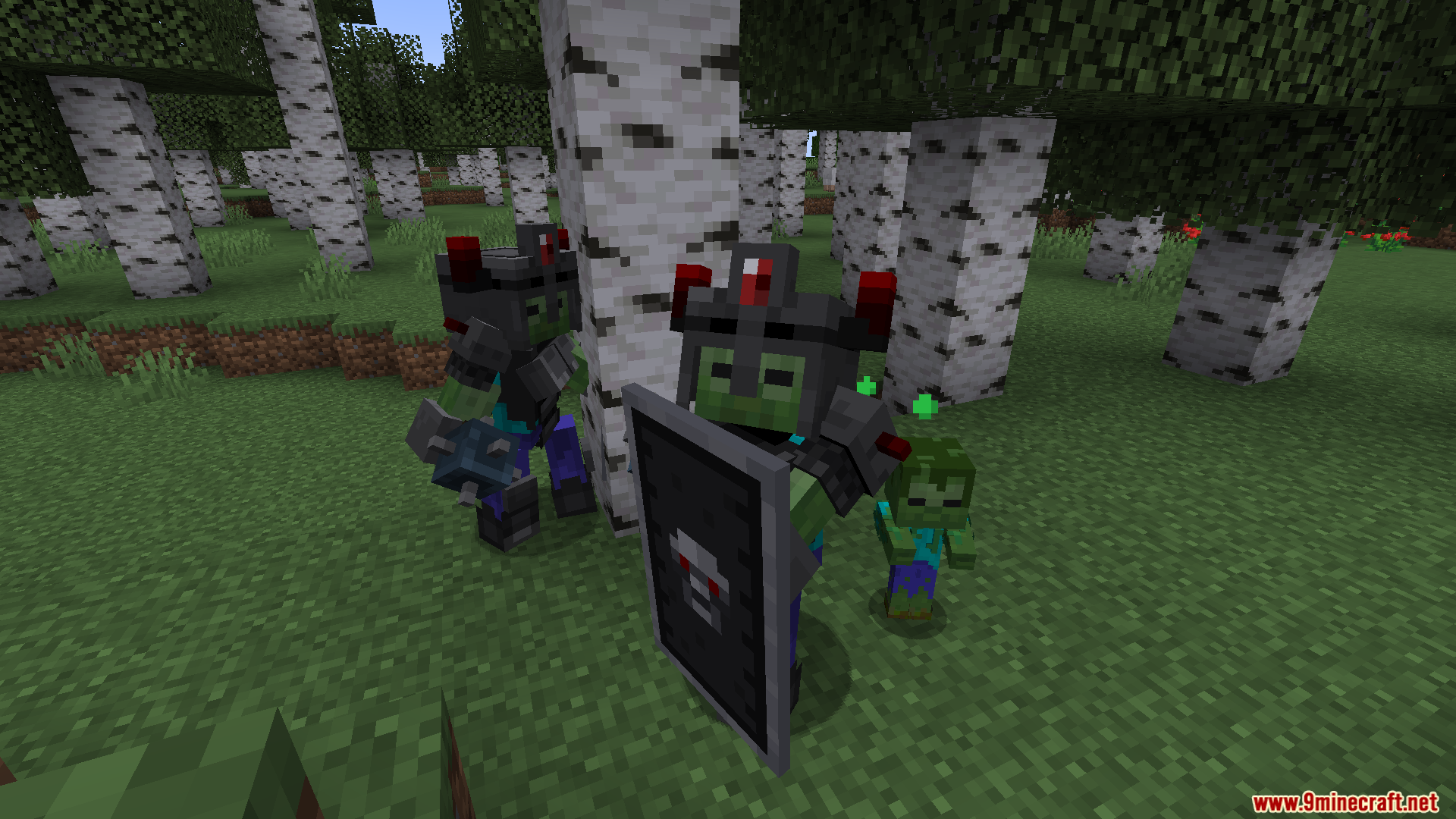 New hostile armored mobs spawning in a forest