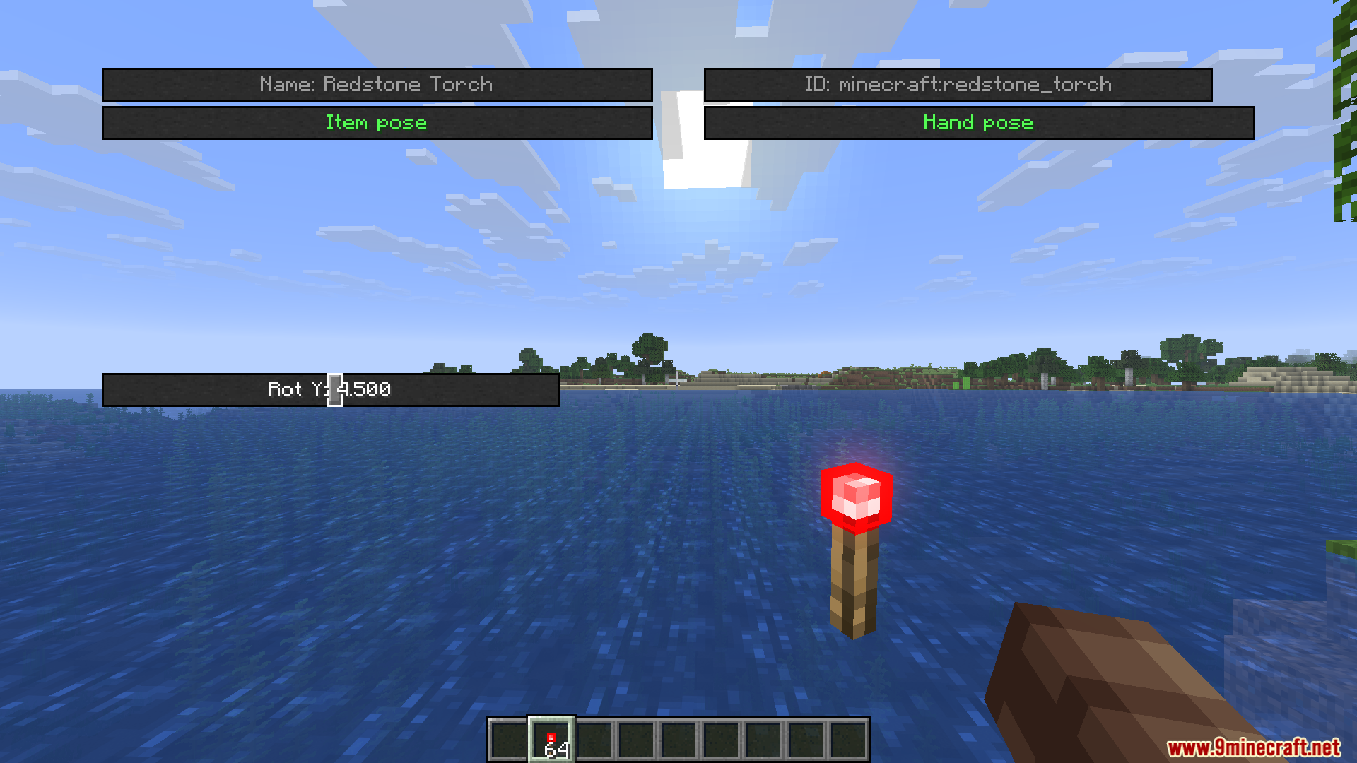 HMI Pose Editor Mod Screenshot 3 A player uses the HMI Pose Editor to rotate a Redstone Torch
