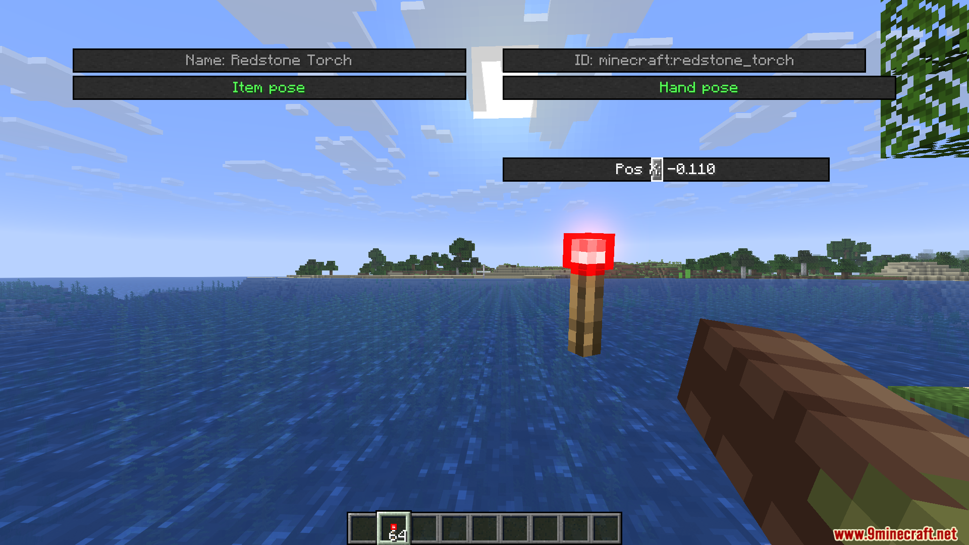 HMI Pose Editor Mod Screenshot 4 Adjusting the horizontal position of a Redstone Torch using the pose editor menu