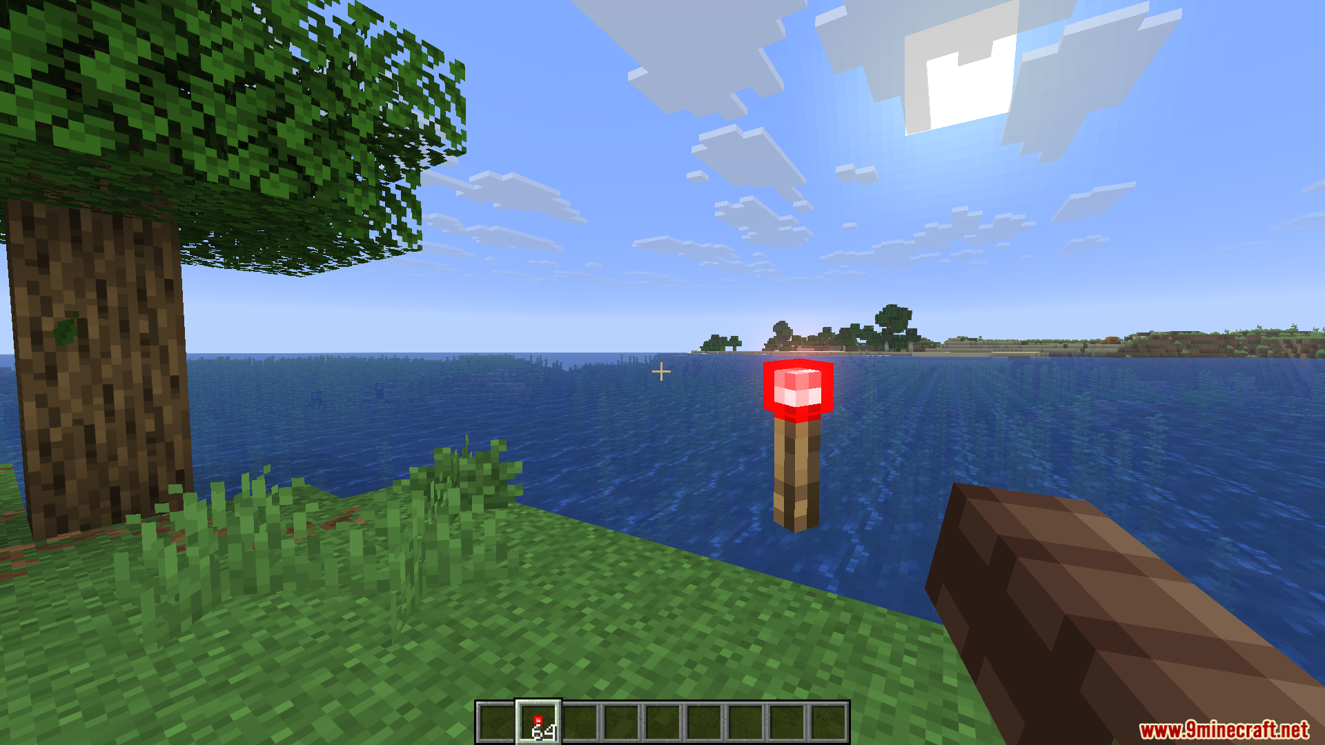 HMI Pose Editor Mod Screenshot 5 A redstone torch held in a custom offset position over the ocean water