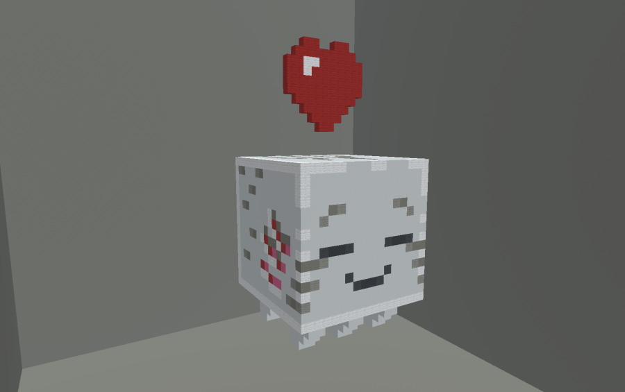 Happy Ghast with a Heart Schematic Screenshots 2 A cute smiling Ghast statue with a large red heart floating above it