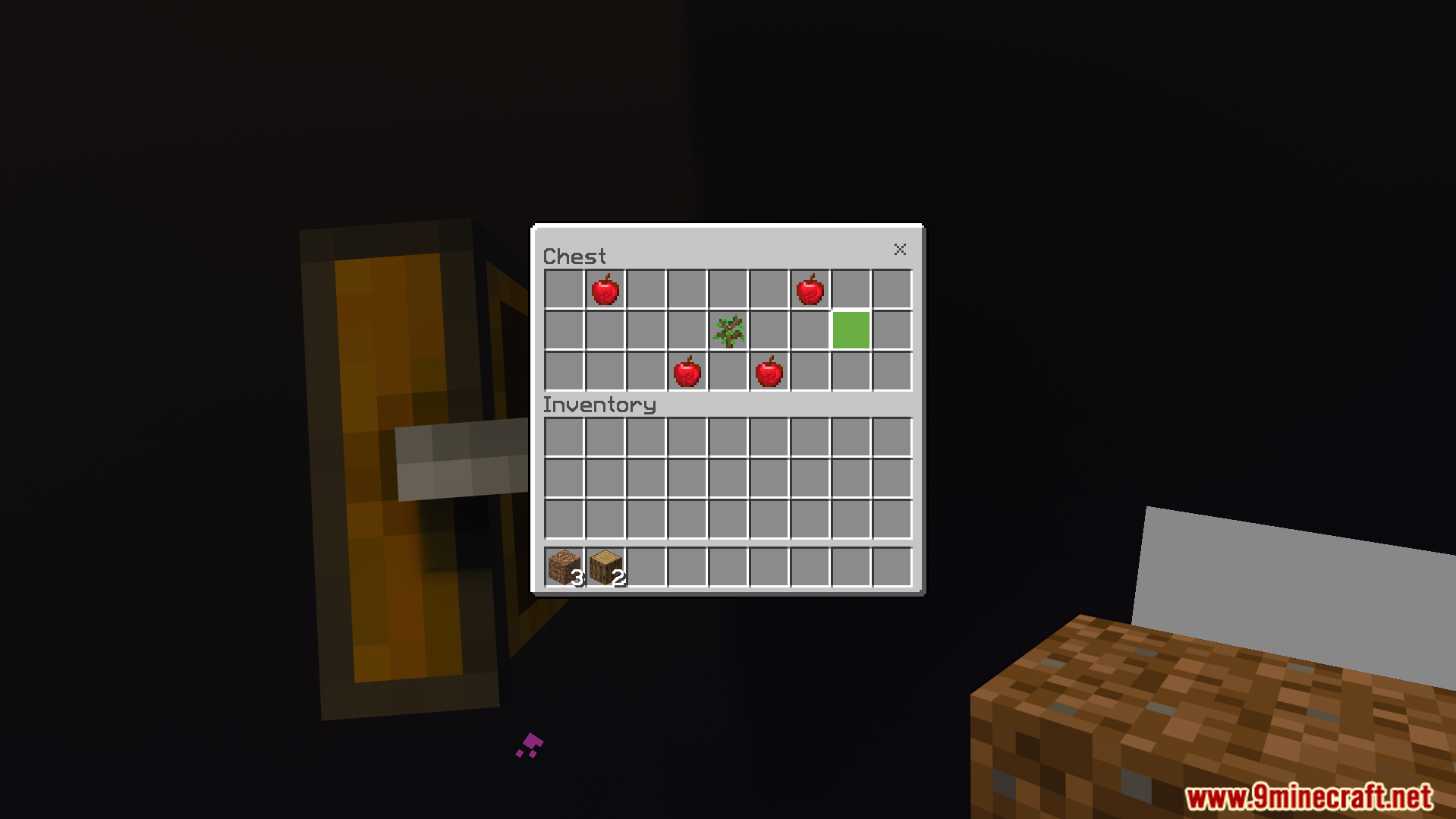 A chest appears with starting items to help build your base