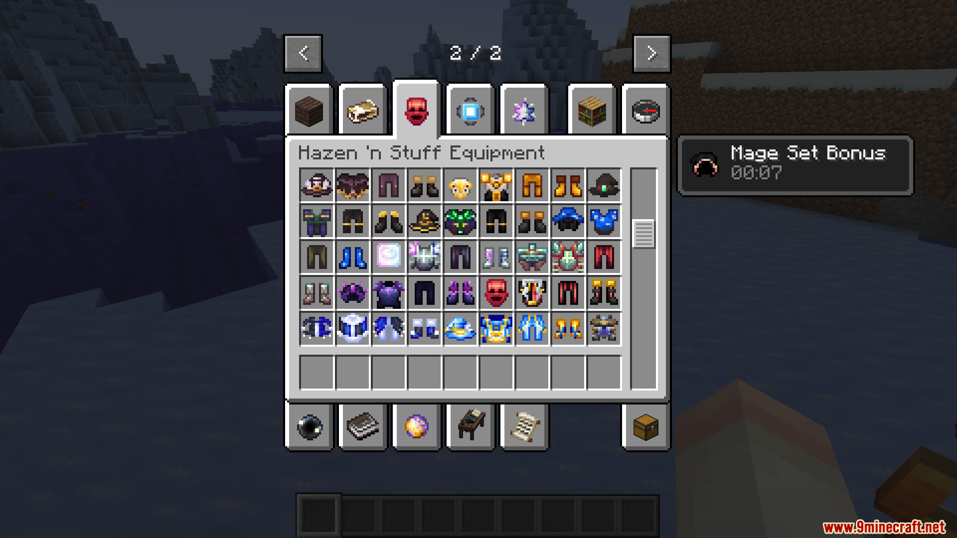 Hazen N Stuff Mod Screenshot 15 Creative inventory menu displaying a large collection of custom magical armor sets