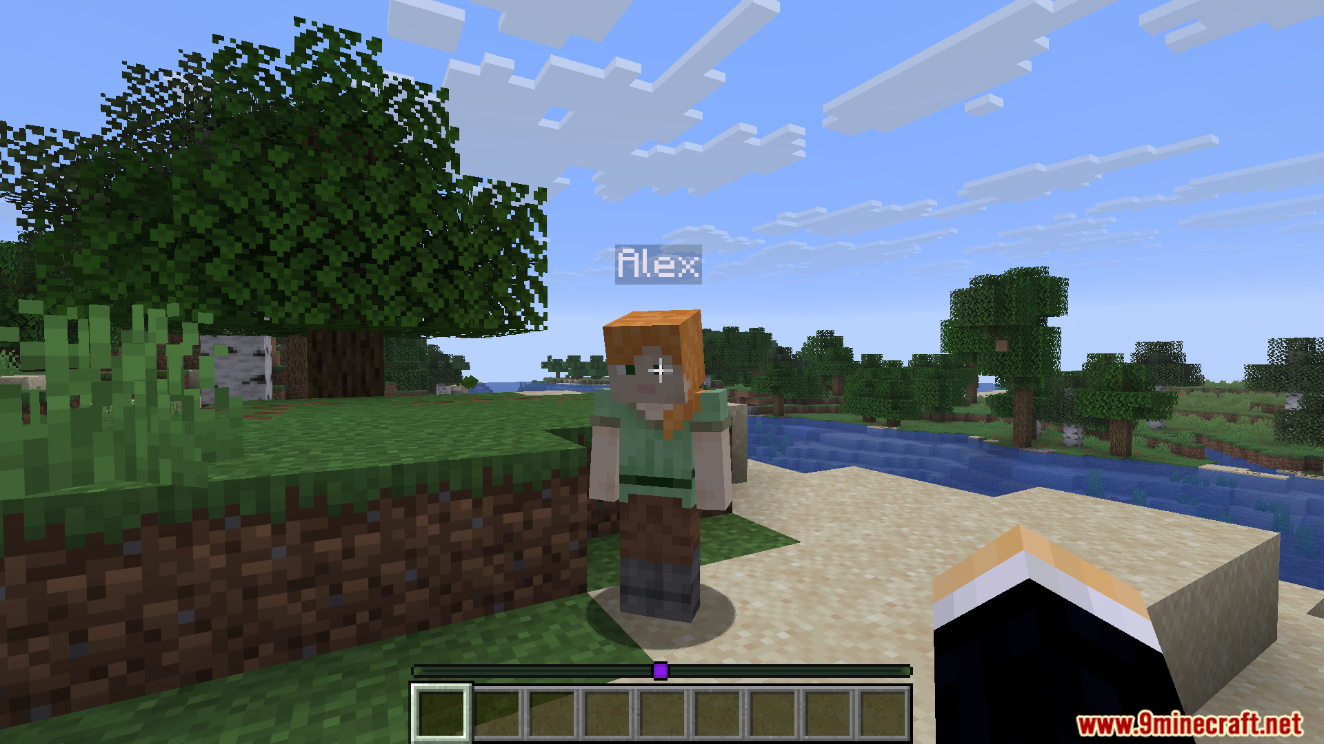 A standard player character named Alex stands in the world