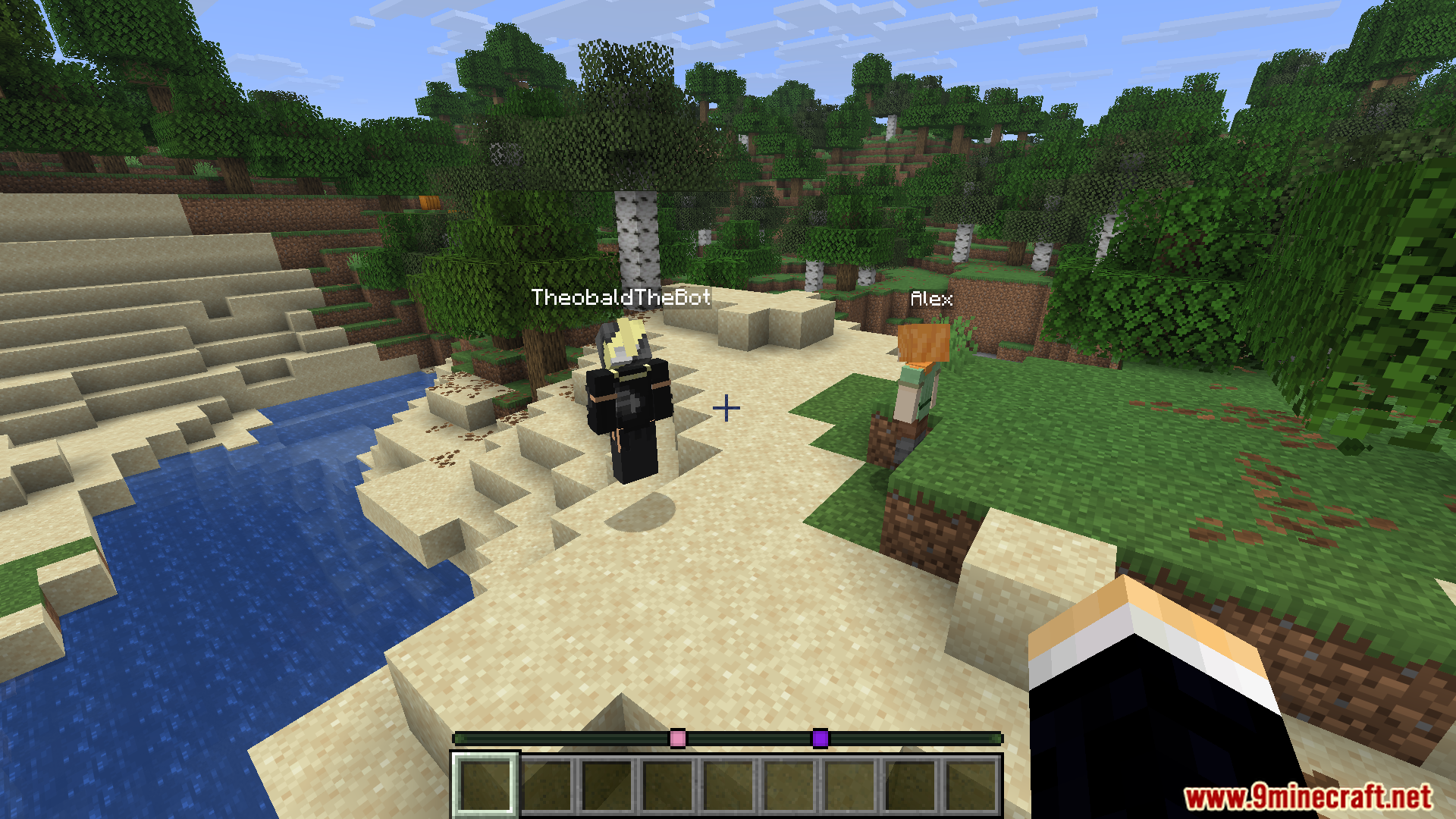 HeroBot Mod spawns a fake player on a sandy beach