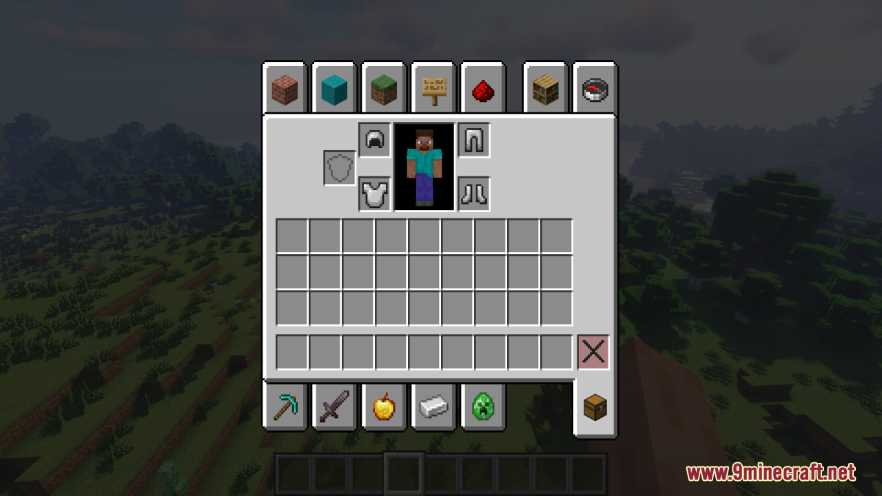 Hide Armor - See Player Skins Resource Pack Screenshot 1 Player inventory showing equipped armor that is completely invisible