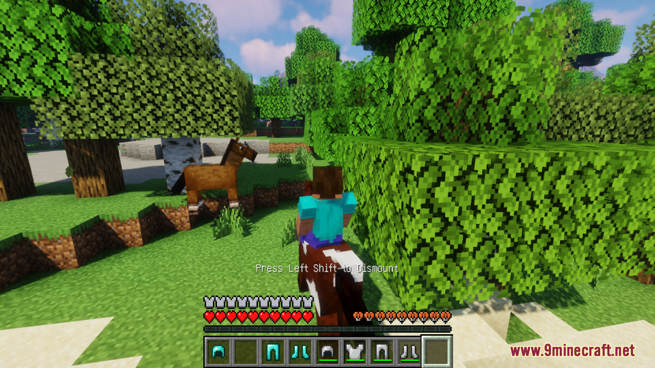 Hide Armor - See Player Skins Resource Pack Screenshot 11 Player riding a horse with invisible armor equipped showing their character skin