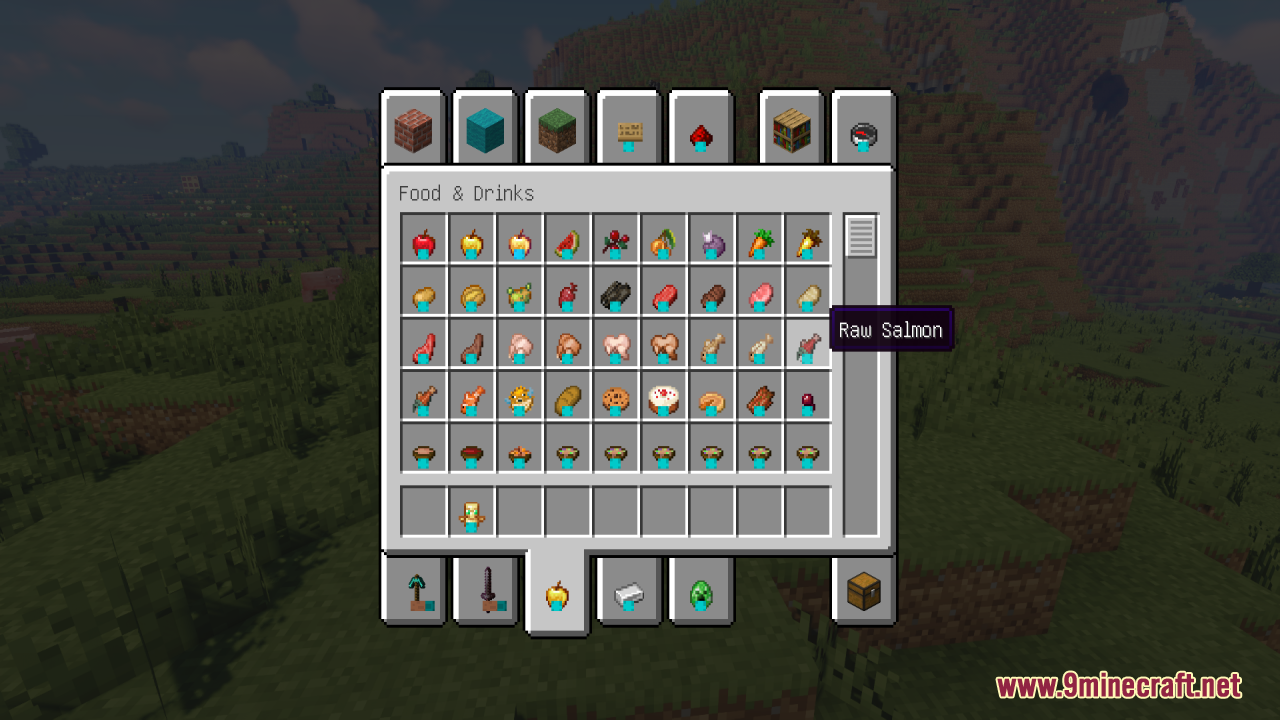 Hold in Hands Resource Pack Screenshot 10 Viewing the food and drinks tab in the creative inventory menu