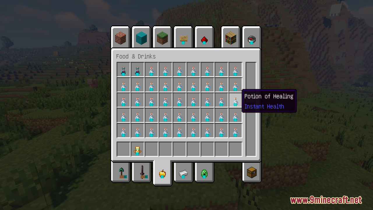 Hold in Hands Resource Pack Screenshot 11 Hovering over a Potion of Healing in the creative inventory