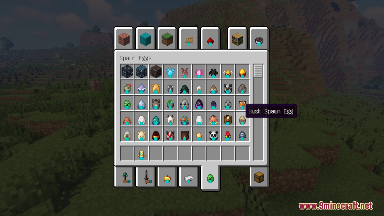 Hold in Hands Resource Pack Screenshot 13 Viewing a custom Husk Spawn Egg model in the creative mode inventory