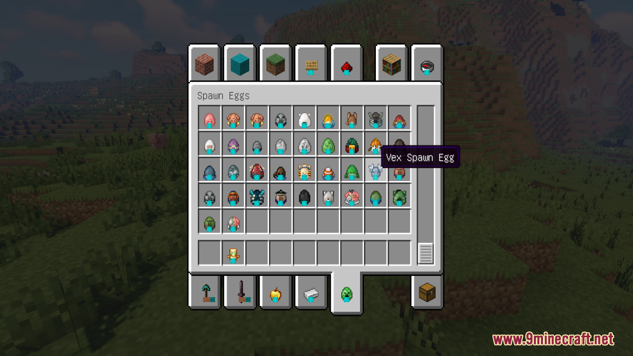 Hold in Hands Resource Pack Screenshot 14 Selecting a custom Vex Spawn Egg model from the creative mode inventory