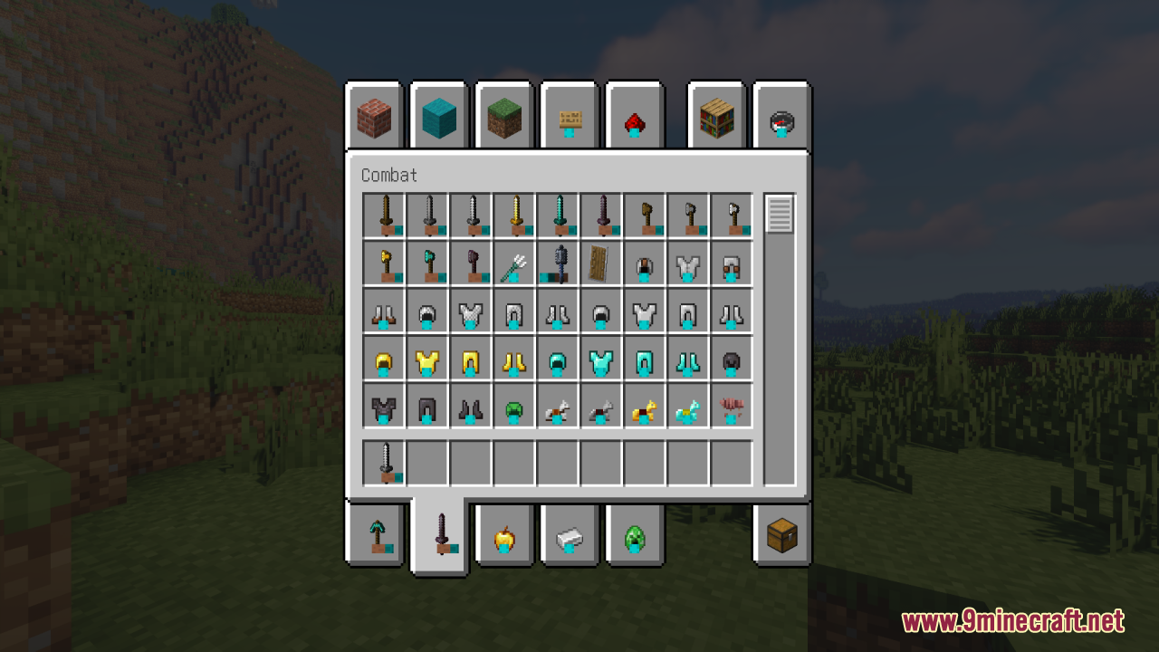 Hold in Hands Resource Pack Screenshot 3 Minecraft creative inventory combat tab with hands holding category icons