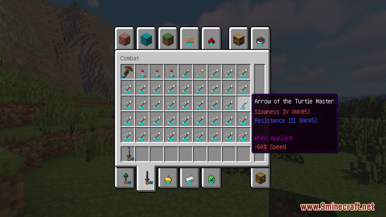 Hold in Hands Resource Pack Screenshot 4 Hovering over Arrow of the Turtle Master in the creative inventory