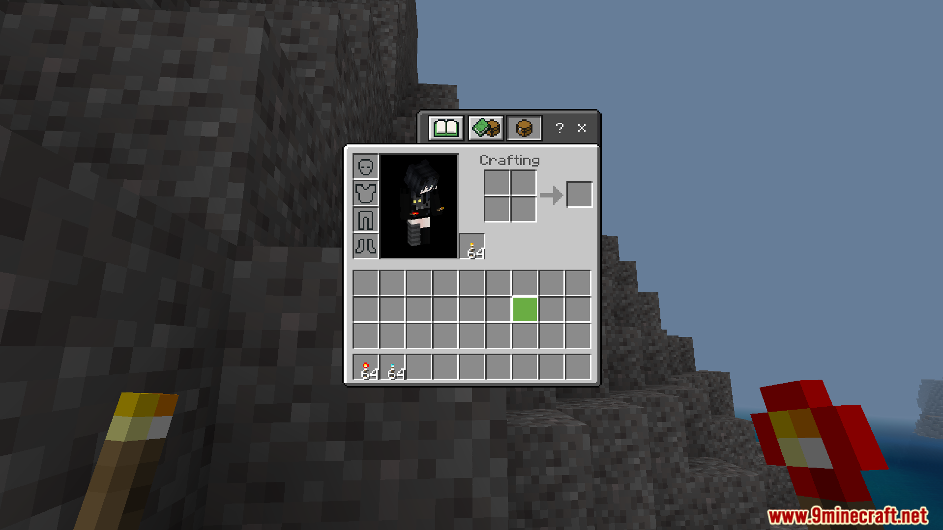 Player inventory showing crafting grid and items in slots