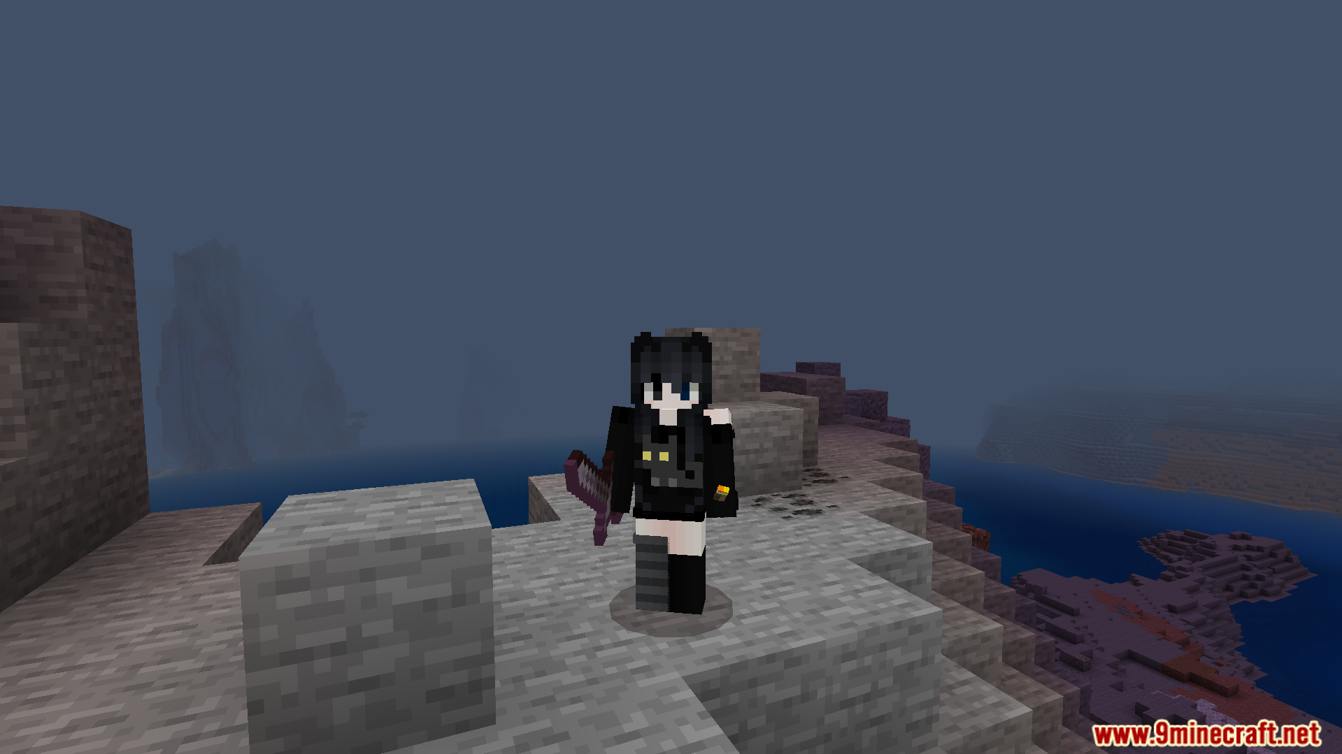 Player holding a sword in the game