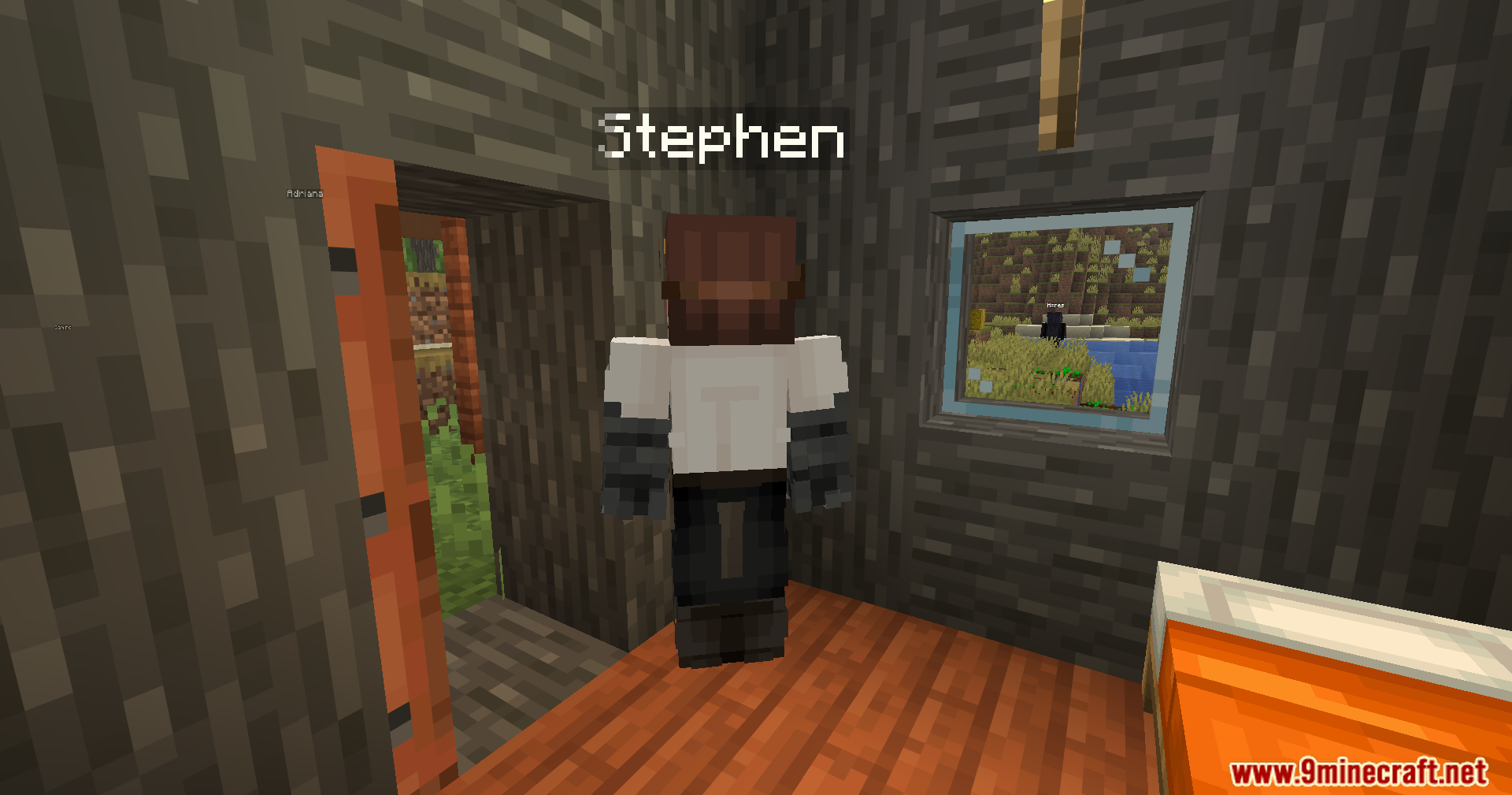 Humanoid Villagers Mod Screenshot 10 Male humanoid villager named Stephen standing inside a wooden house
