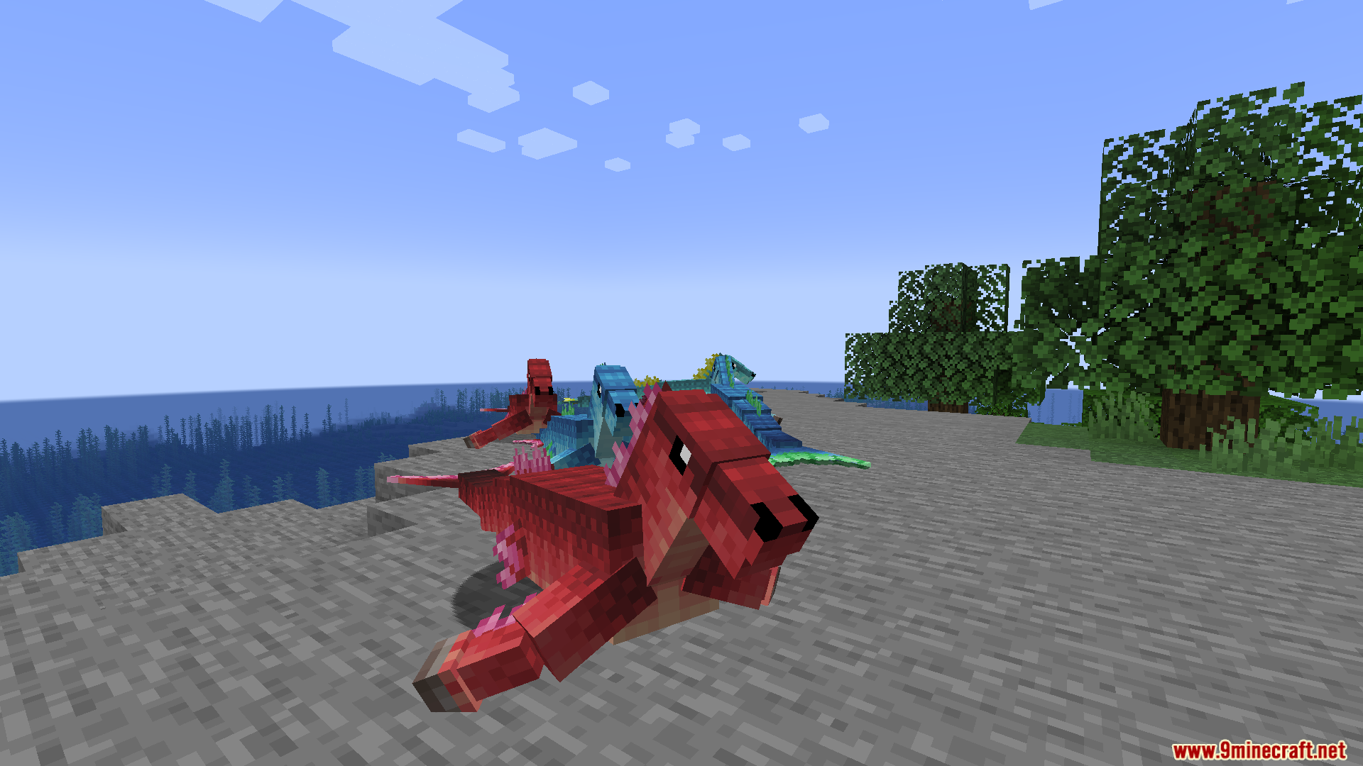 A close up view of a red Hippocampus mob
