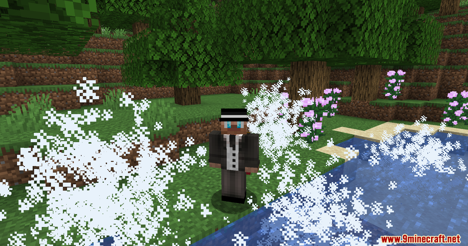 Ice Formation Cursed Fate Addon Mod Screenshot 5 Player in a suit unleashes a massive freezing wave ice attack