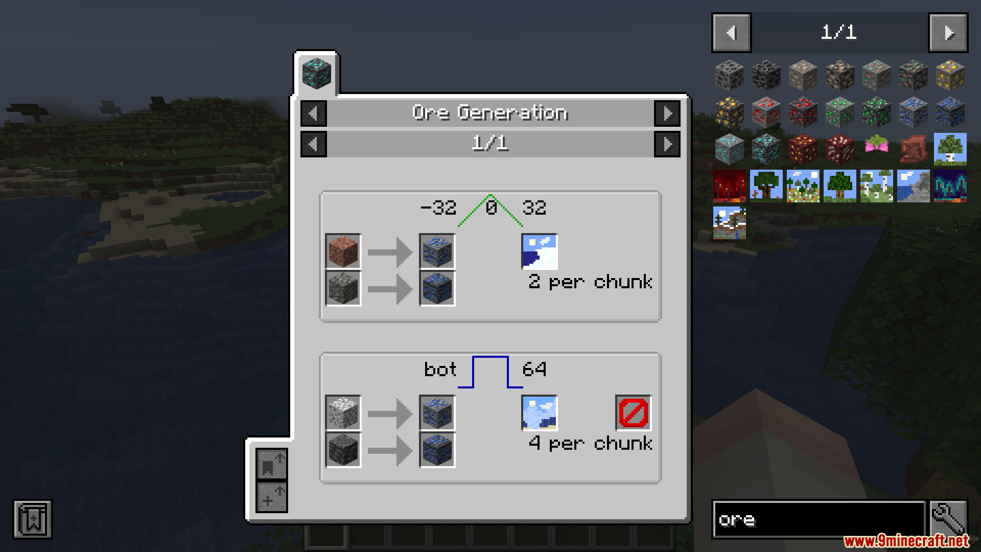 JEI Ores Mod Screenshot 7 Ore generation details for Lapis Lazuli in JEI interface
