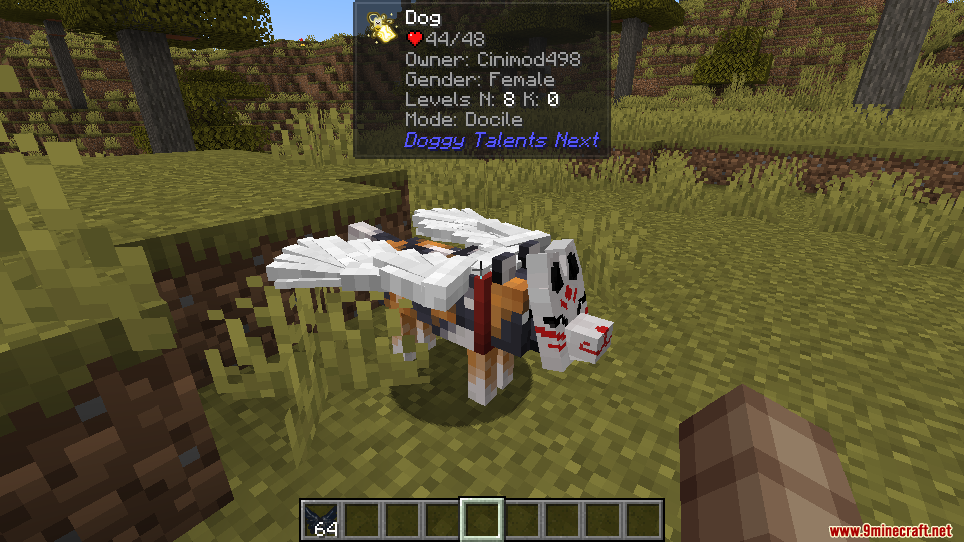 Viewing detailed stats for a custom winged dog using Jade tooltip