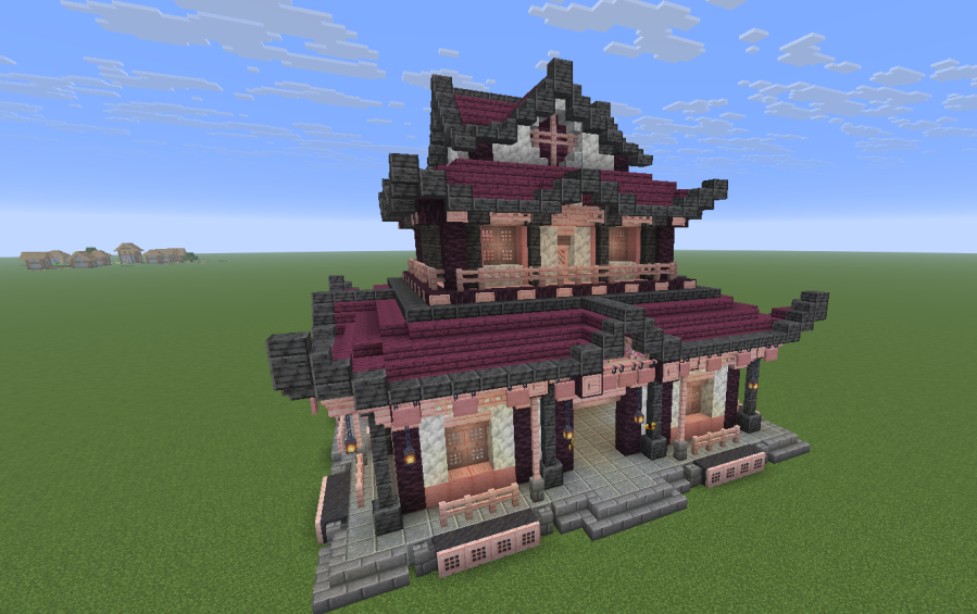 Japanese House Schematic Screenshots 2 A two story Japanese house schematic featuring cherry wood and dark roofs