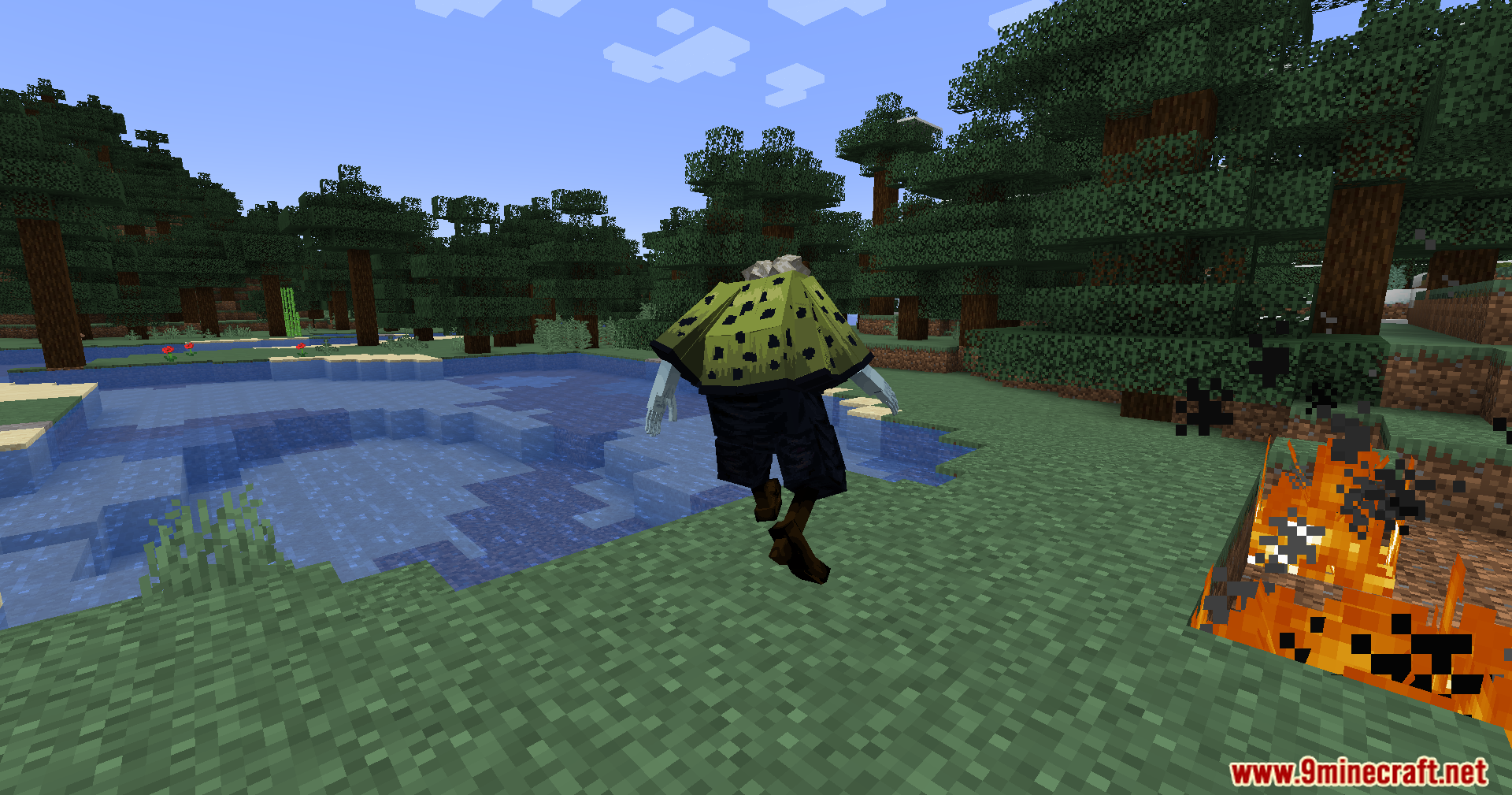 Jogo cursed spirit mob walking near a fire