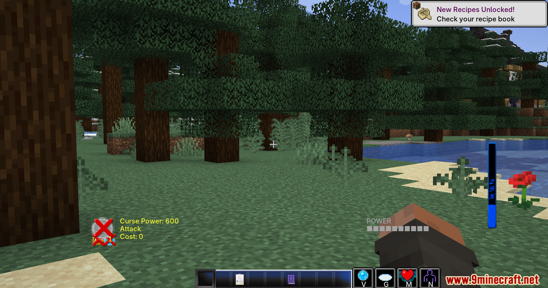 Player's curse power UI displayed in a forest setting