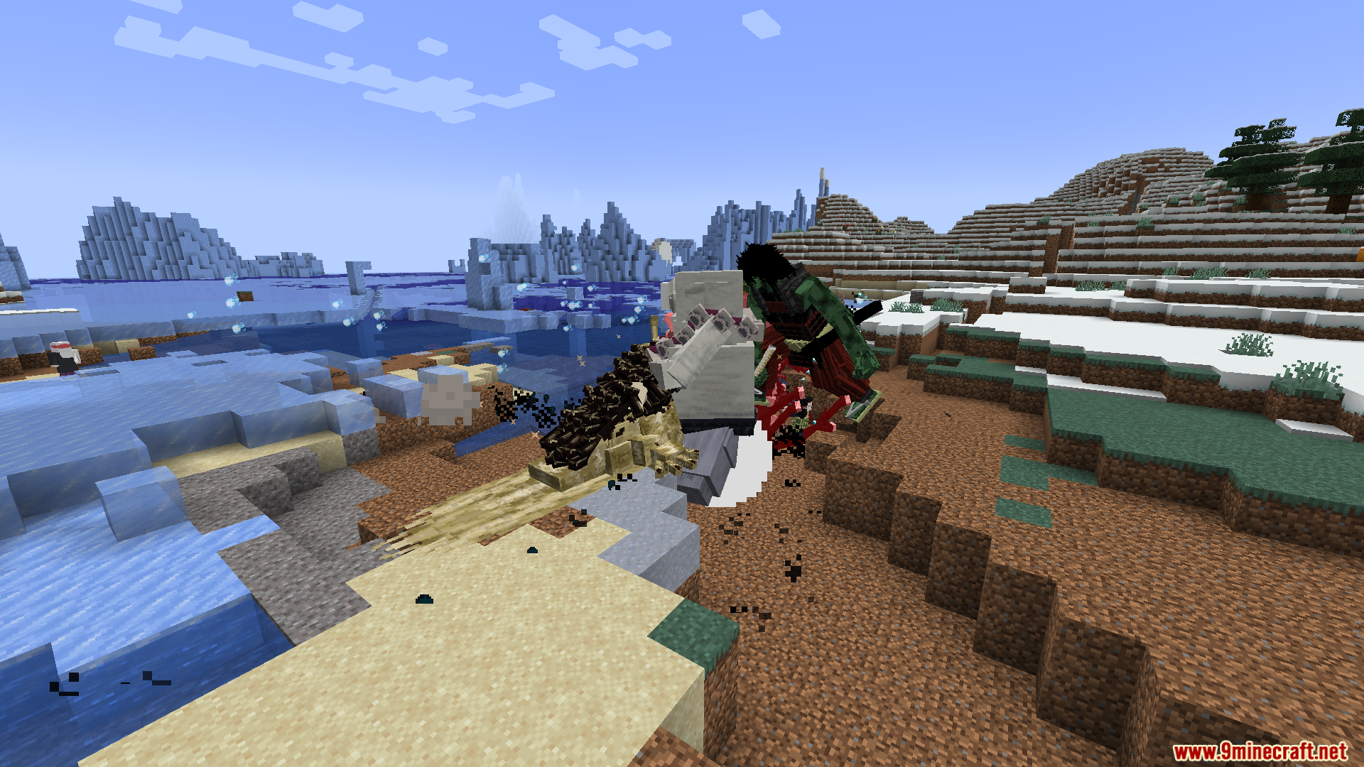 Intense combat with explosions and particle effects