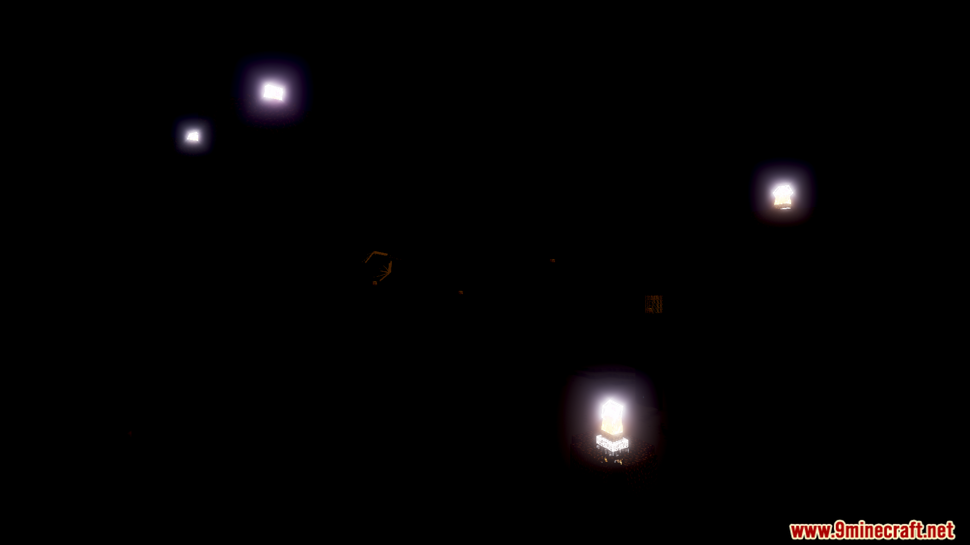 Klash Visuals Deferred PBR Texture Pack Screenshot 10 Several bright glowing lights scattered across a dark background